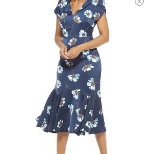Maggy London Floral Print Charmeuse Midi Dress